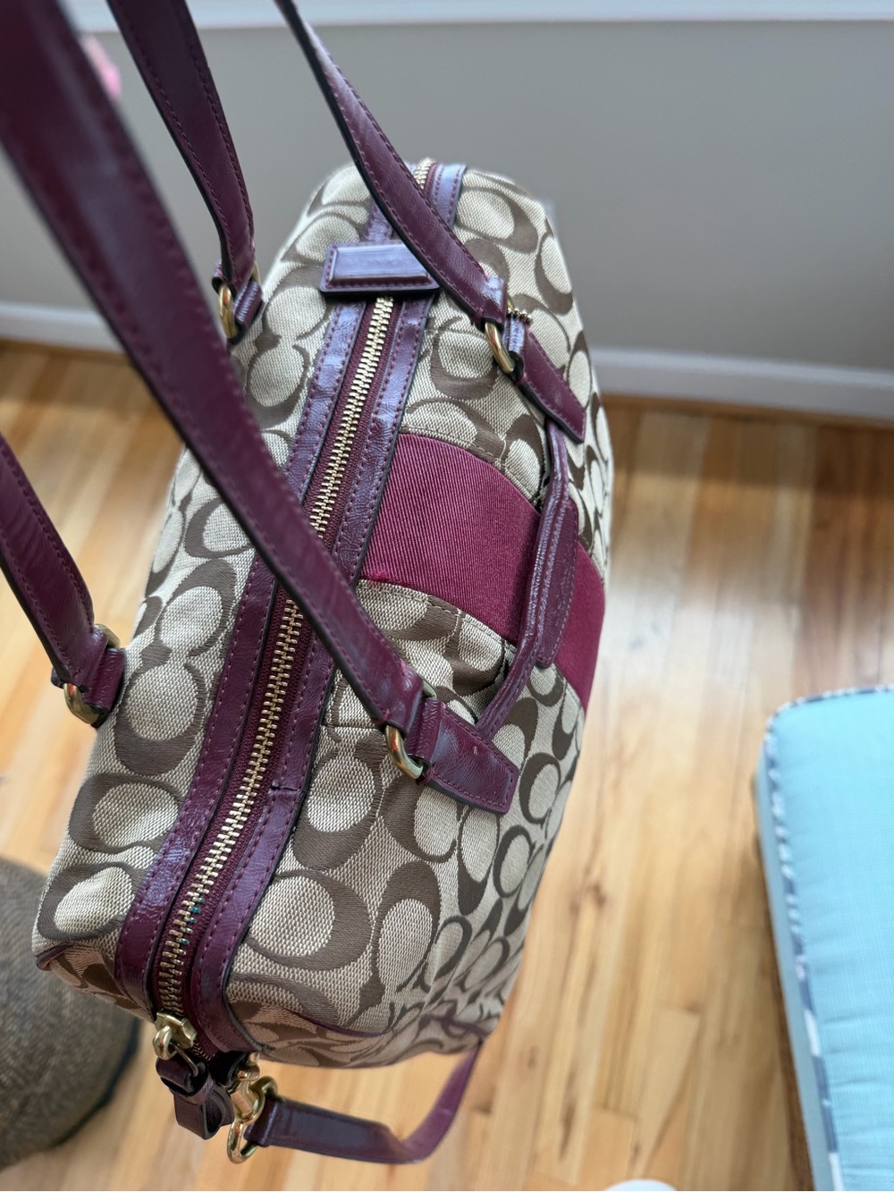 Vintage Coach Signature Stripe Nancy Crossbody + Satchel - Picture 5 of 12